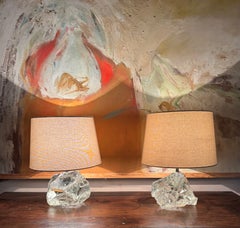 Coppia di grandi lampade in vetro a forma di roccia ispirate a Jean-Michel Frank