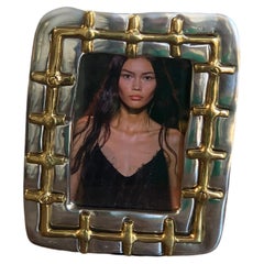 Vintage N026 PIcture frame, silver and gold colured in solid cast brass and aluminium