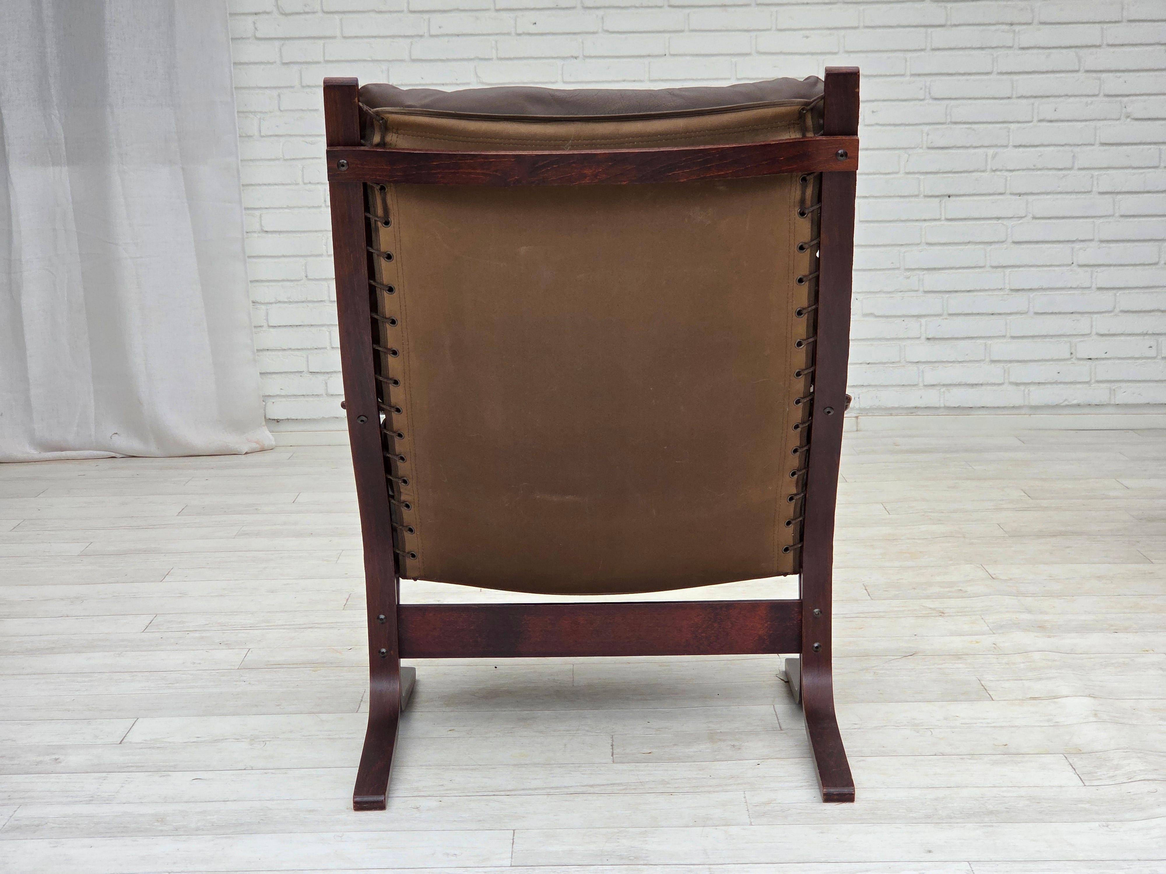 Cuir Années 1970, design norvégien d'Ingmar Relling pour Westnofa, modèle 