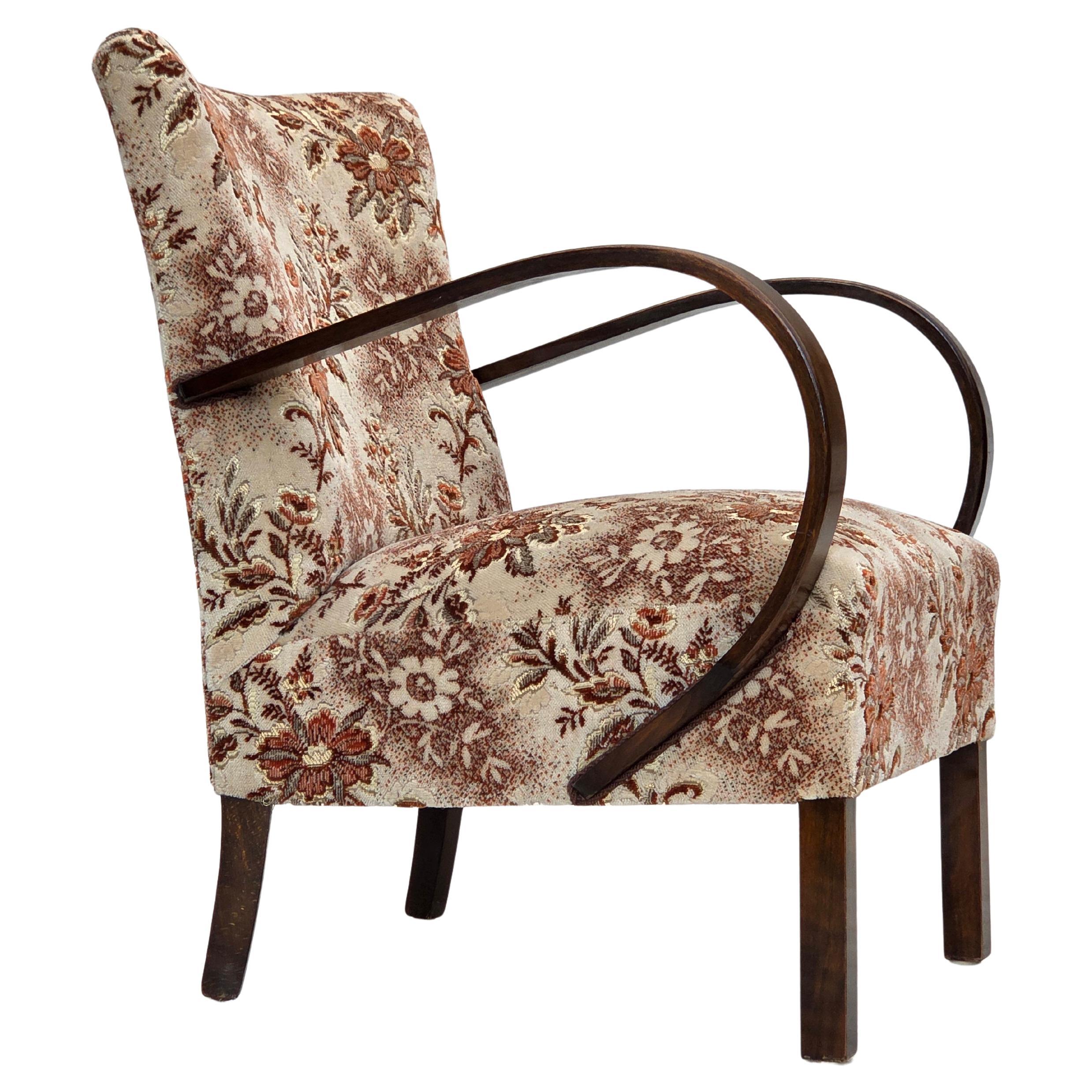 Años 50, sillón artdeco danés, muebles de terciopelo, madera de haya, retapizado.