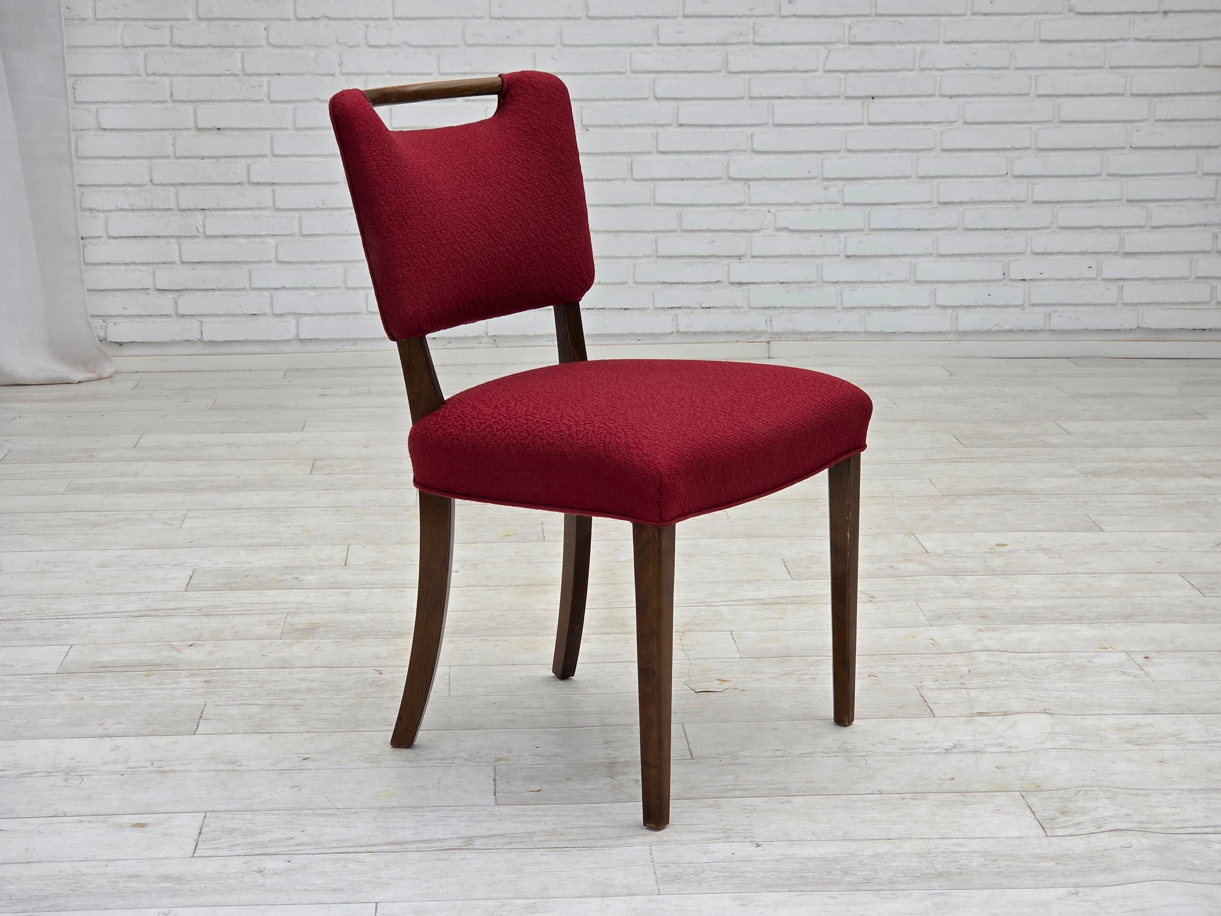 Danois 1960s, set de 6 chaises à manger danoises par Slagelse Møbelværk, meubles en laine. en vente