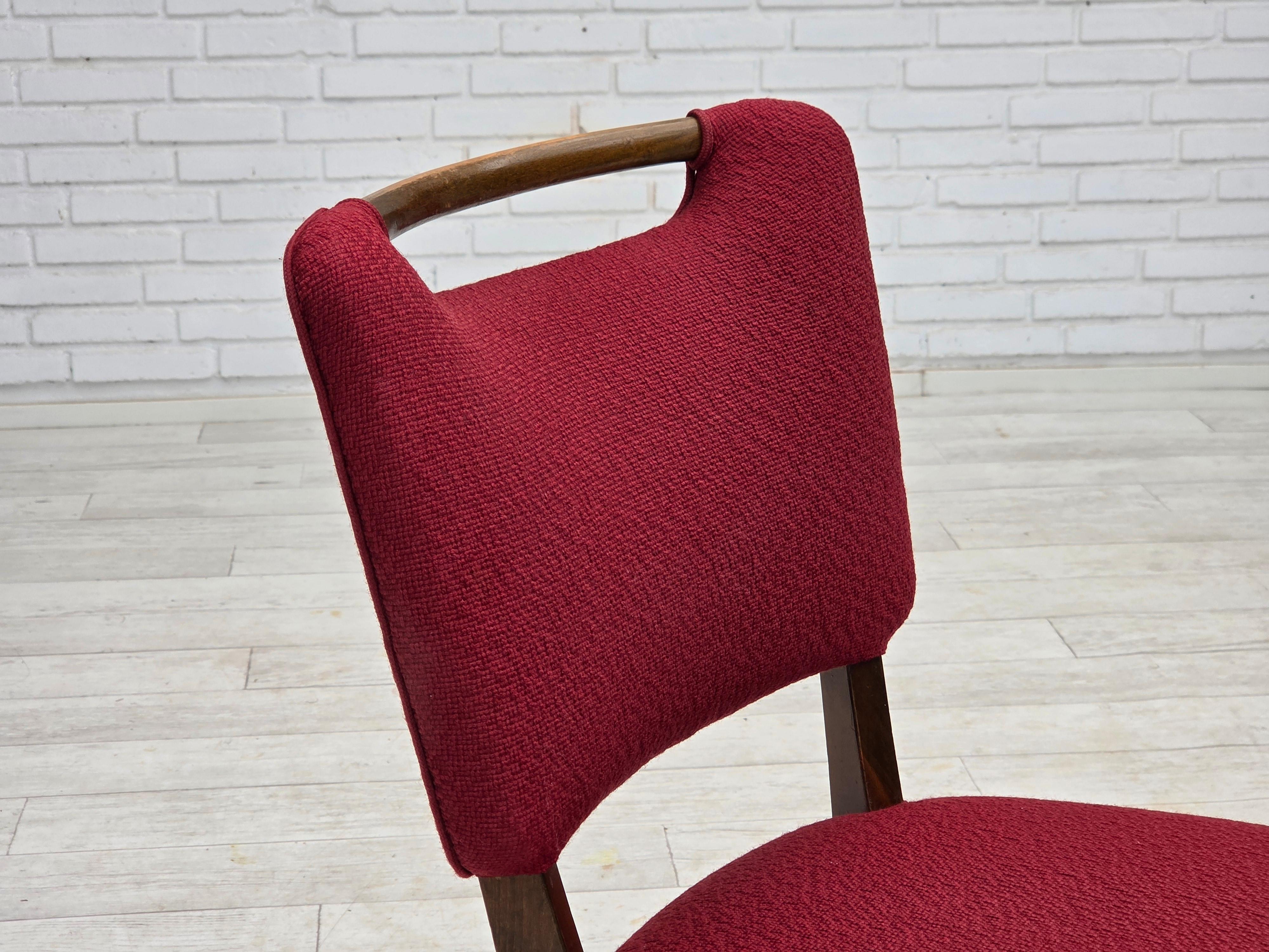 1960s, set de 6 chaises à manger danoises par Slagelse Møbelværk, meubles en laine. Bon état - En vente à Tarm, 82