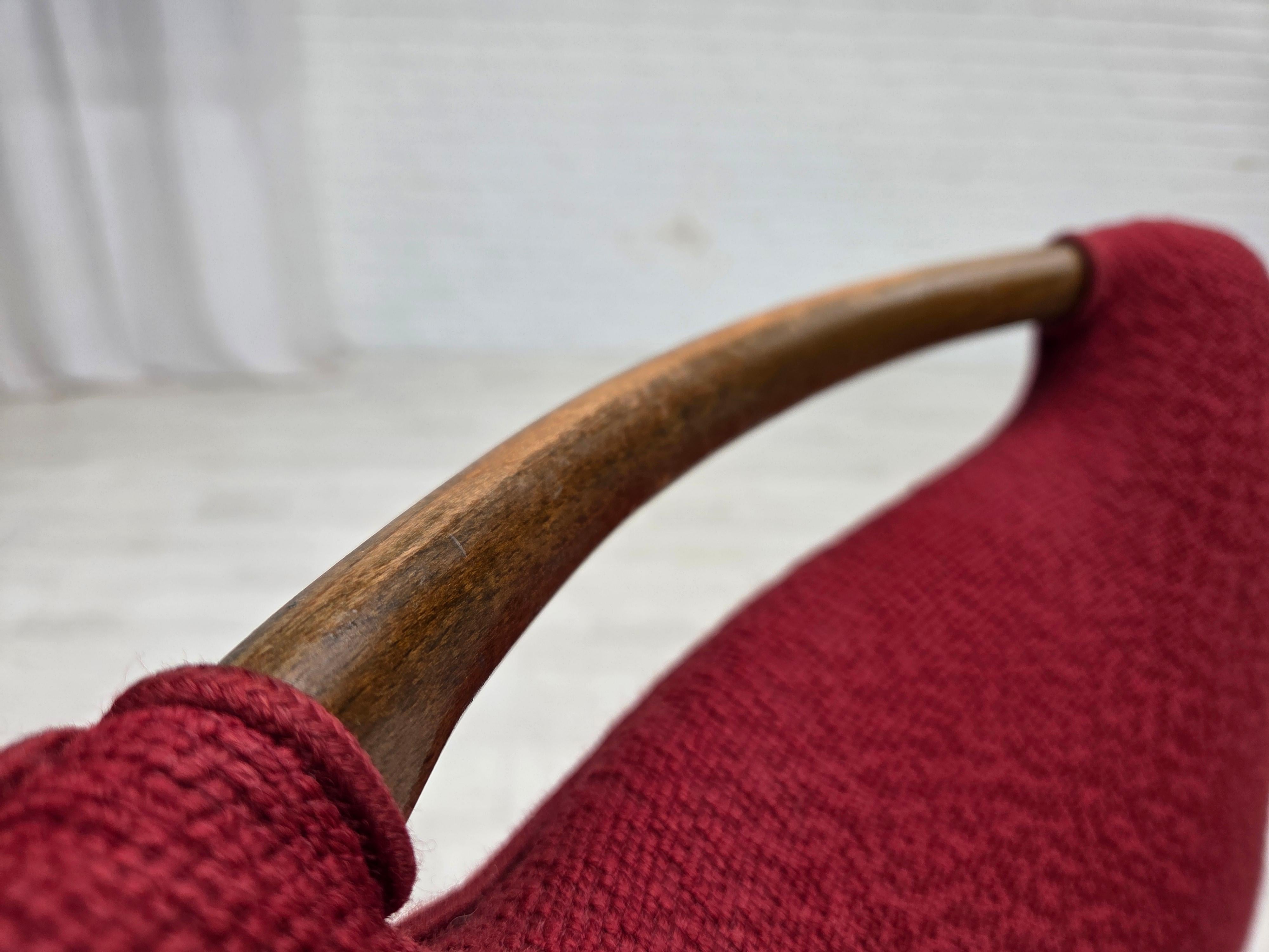 Laine 1960s, set de 6 chaises à manger danoises par Slagelse Møbelværk, meubles en laine. en vente