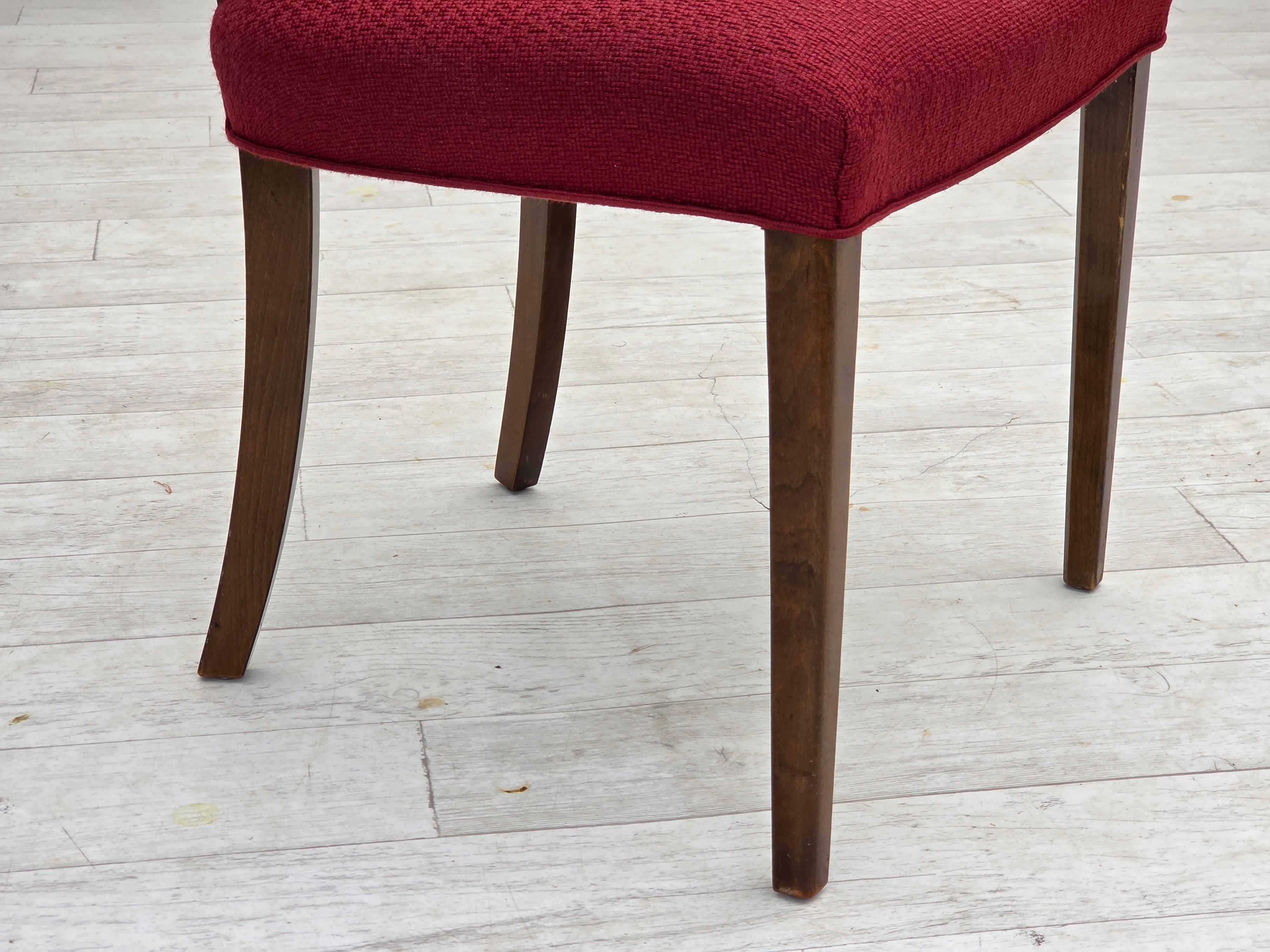 Milieu du XXe siècle 1960s, set de 6 chaises à manger danoises par Slagelse Møbelværk, meubles en laine. en vente