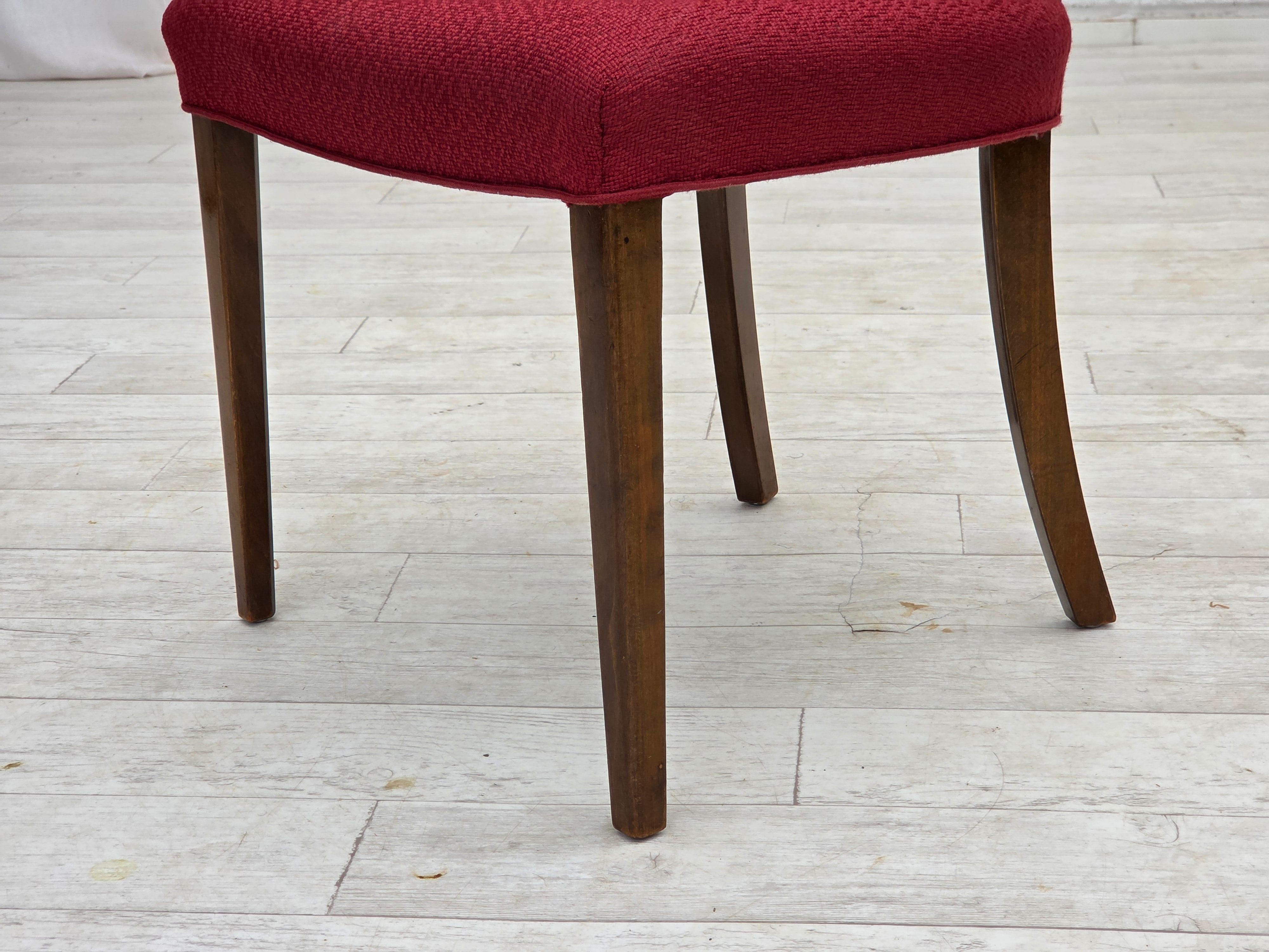 1960s, set de 6 chaises à manger danoises par Slagelse Møbelværk, meubles en laine. en vente 11