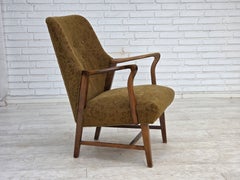 1960s, Danish vintage armchair, furniture wool, beech wood.