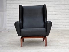 1960s, Danish design by Illum Wikkelsø, armchair, model 110, leather, teak wood.