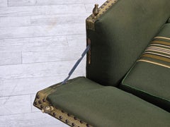 1970s, Danish 2-seater drop arm "Spanish" sofa, furniture wool.