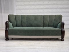 1960s, Danish 3-seater sofa, furniture wool, oak wood.