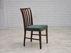 1960er Jahre, 6er-Set dänischer Esszimmerstühle, Möbelwolle, Eichenholz.