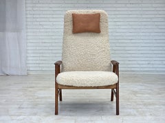 1960s, Danish design by Alf Svensson, genuine sheepskin, reupholstered.