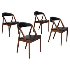 1960s, Danish design by Kai Kristensen, set of 4 armchairs, leather, teak wood.