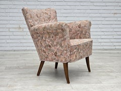 Anni '60, poltrona danese, tessuto jacquard per arredamento.