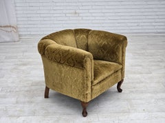 1950s, Danish relax chair, furniture velour, beech wood.