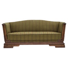 1950s, Danish 3-seater sofa, furniture velour, oak wood.