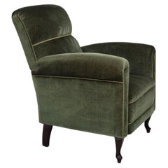 1950s, Danish highback relax armchair, furniture velour, beech wood.