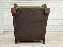 Años 50, sillón relax danés, muebles de terciopelo, madera de roble tallada.