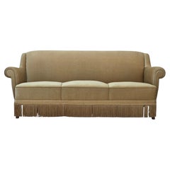 1970s, Danish 3-seater sofa, furniture velour, oak wood.