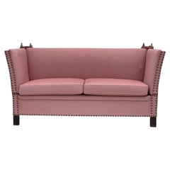 1970s, Danish 2-seater "Spanish" drop arm sofa, furniture wool.