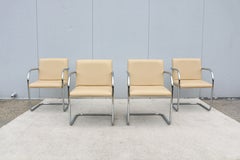 Mies van der Rohe Brno Stühle im Rohrgestell-Stil aus beigem Leder von Gordon, 4er-Set