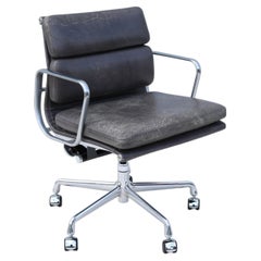 Mid-Century Distressed Leather Eames Soft Pad Management Chair by Herman Miller