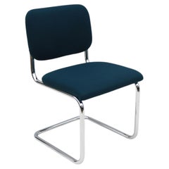 Bauhaus Marcel Breuer Cesca Style Upholstered Side Chair, Blue Fabric by Gordon