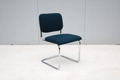 Bauhaus Marcel Breuer Cesca Style Upholstered Side Chair, Blue Fabric by Gordon