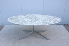 Mid-Century Florence Knoll Oval Dining Table Desk 78" Arabescato Marble, 2008