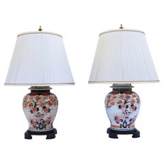 Late 20th-Century Wildwood Japanese Imari Porcelain Ginger Jar Table Lamps, Pair