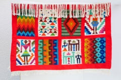Vintage Berber Kilim Traditional Folk Art Wall Hanging from Gafsa
