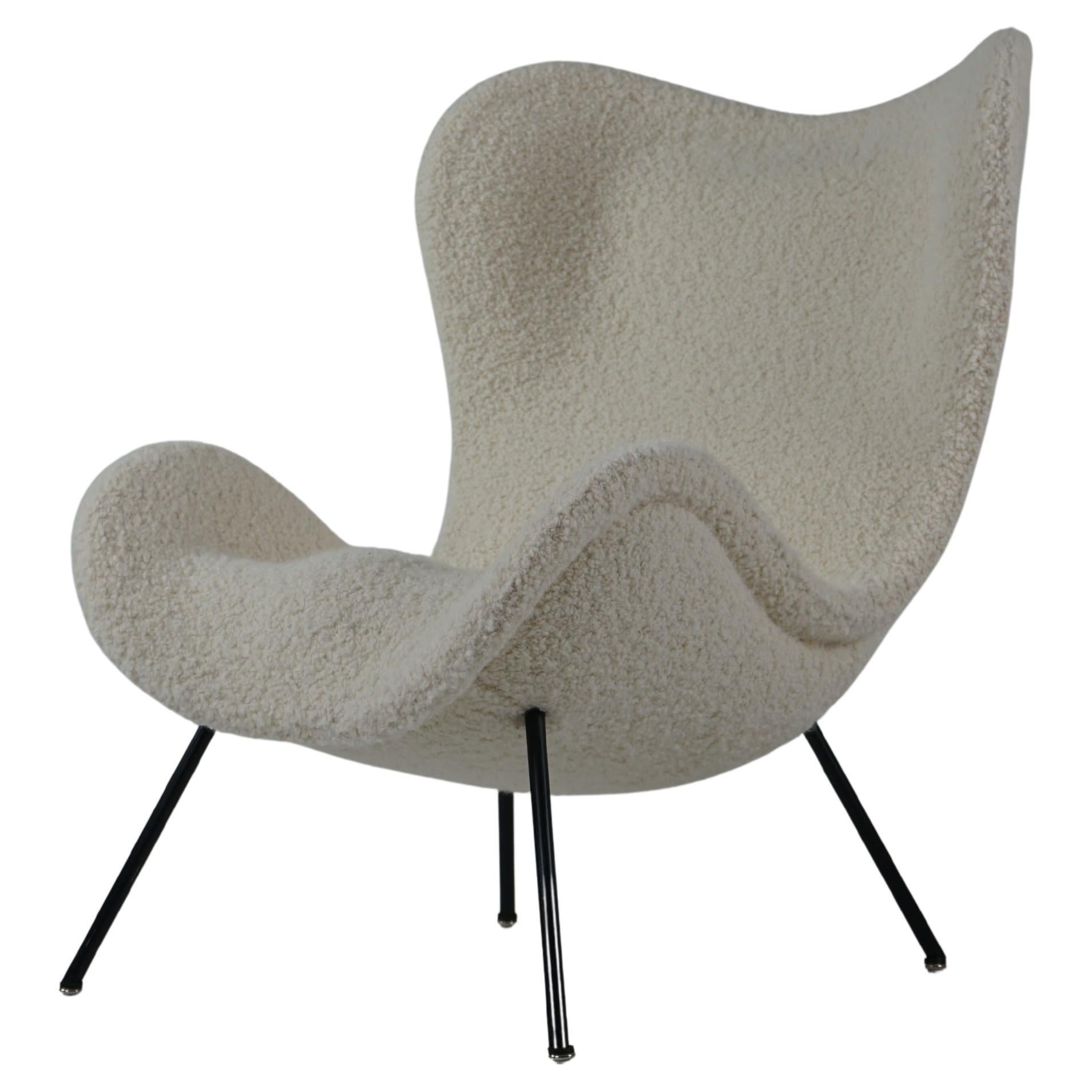 Madame Lounge Chair with Dedar Boucle Fabric by Fritz Neth for Correcta, 1950s For Sale