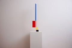 Postmodern Sculpture, Acrylic on Plexiglass, Spiral Blue 94-50 by Jo Niemeyer, 1