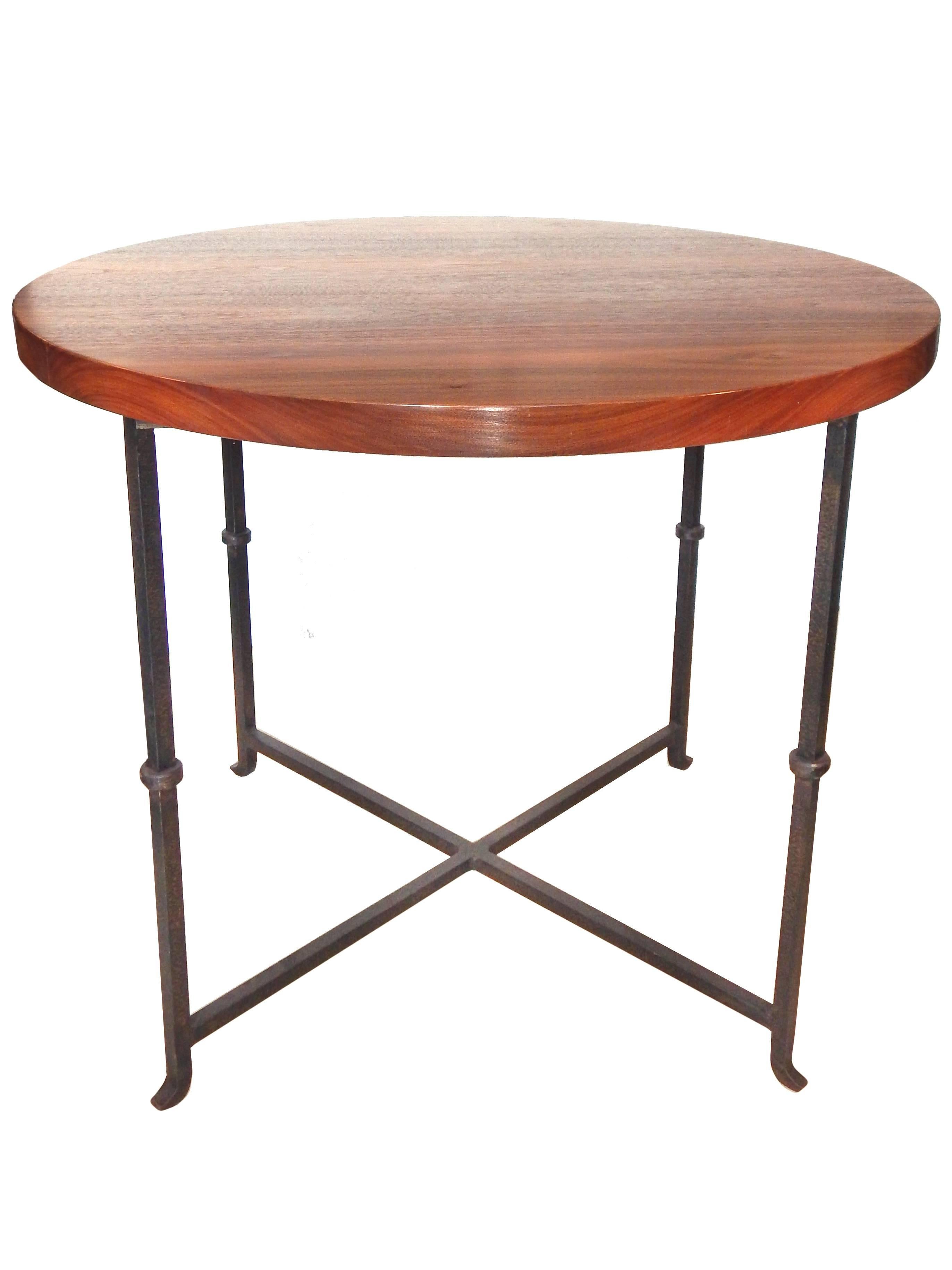 Round Iron Based Table In Good Condition For Sale In Bridgehampton, NY