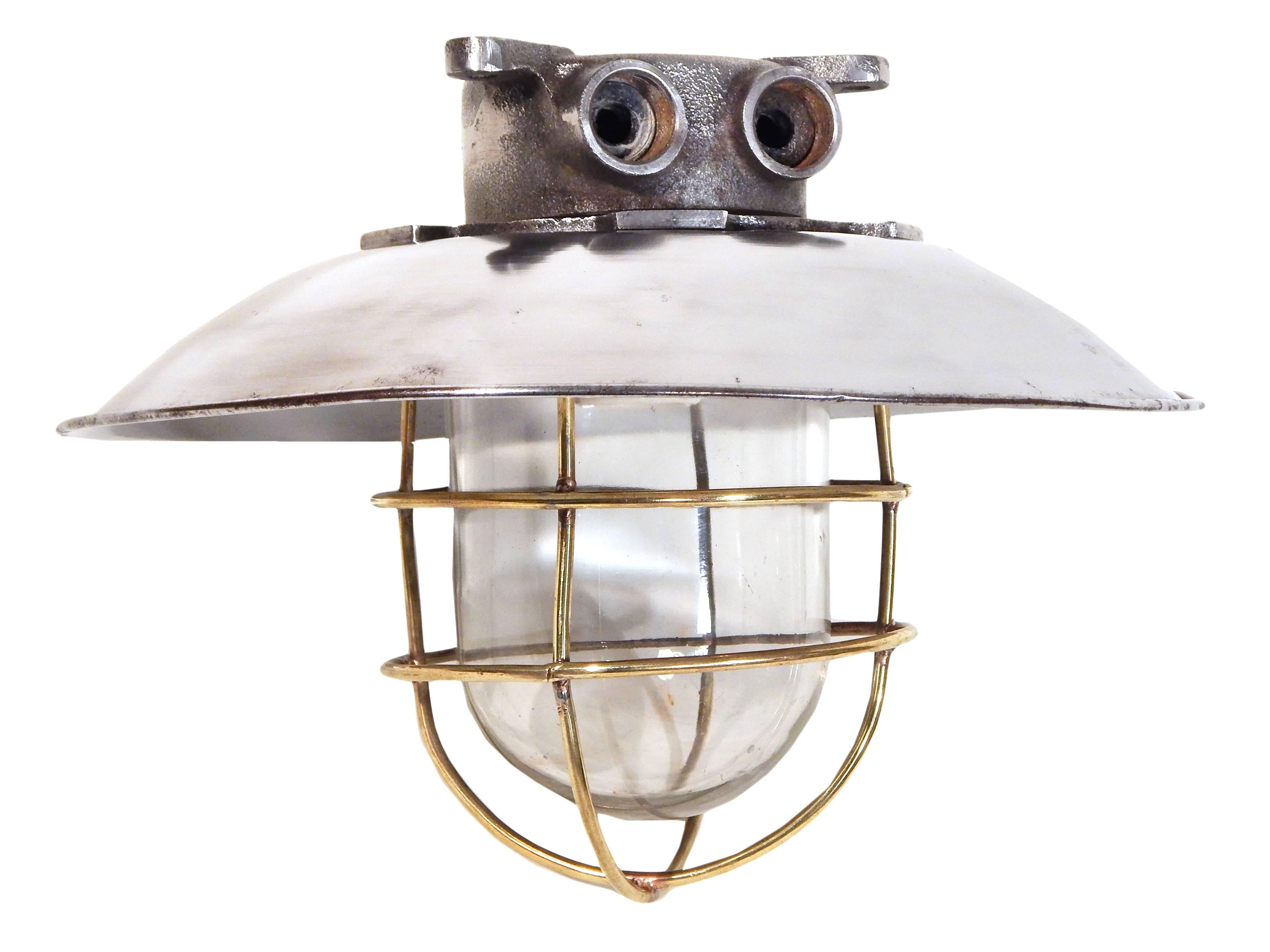 20th Century Nautical Steel Ceiling Fixture For Sale