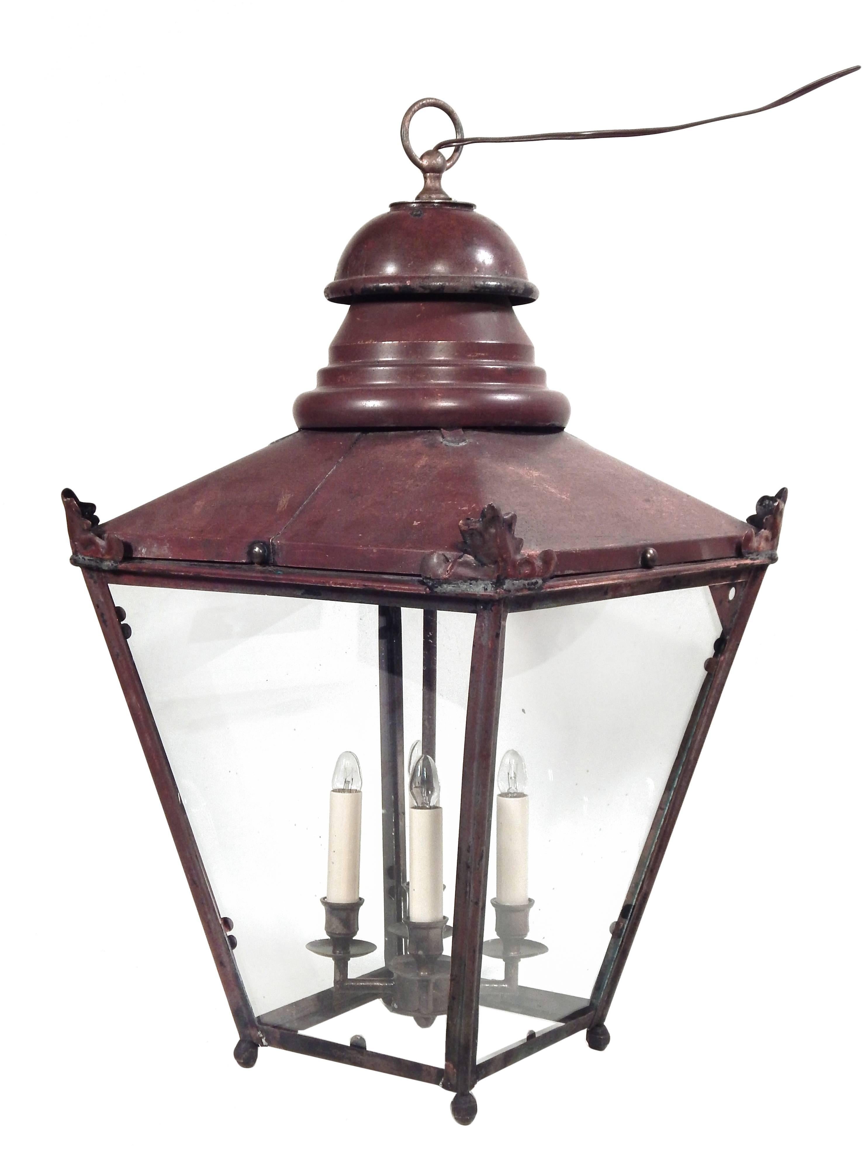 Pair of Large French Copper Lanterns 1