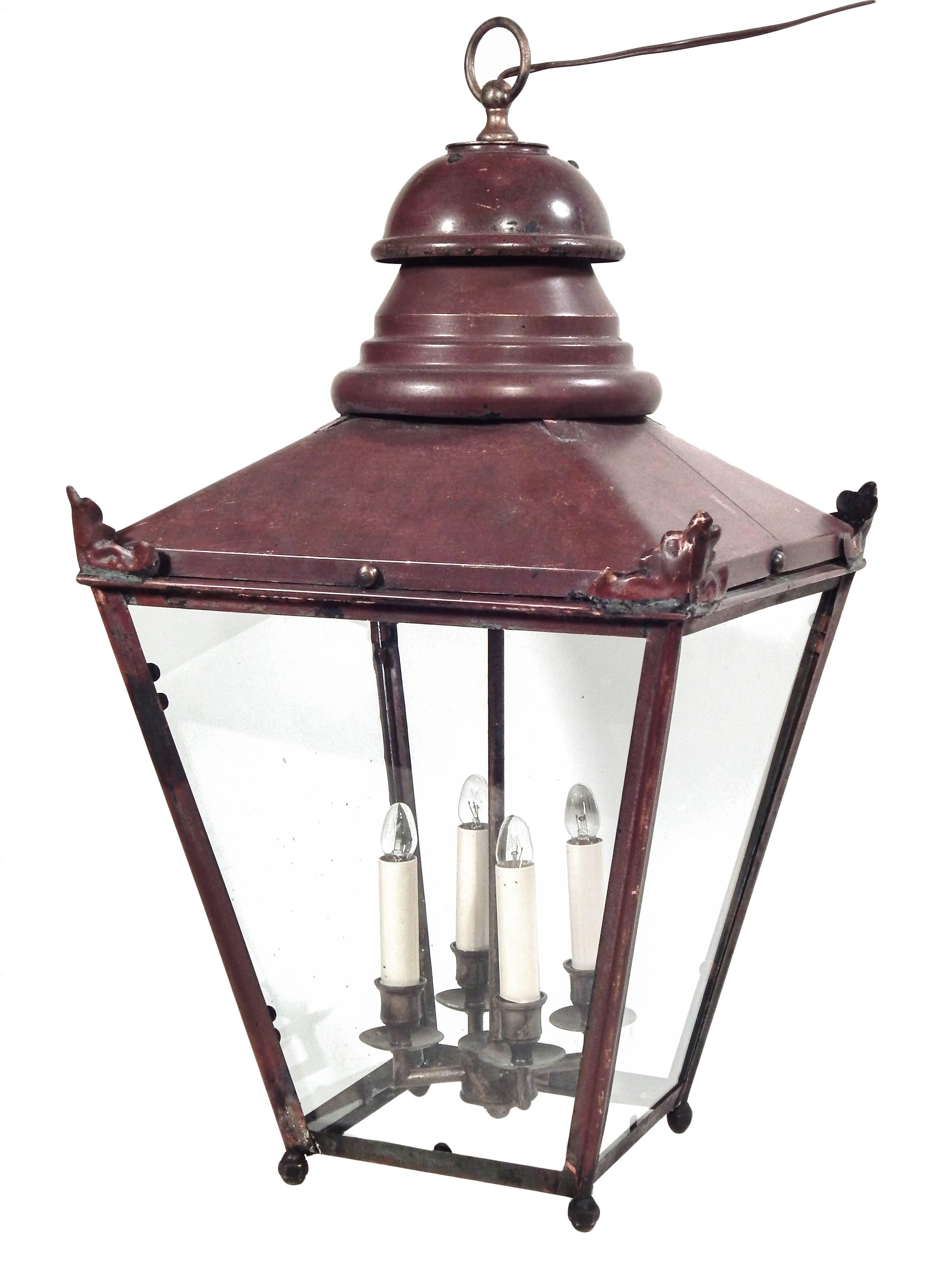 19th Century Pair of Large French Copper Lanterns