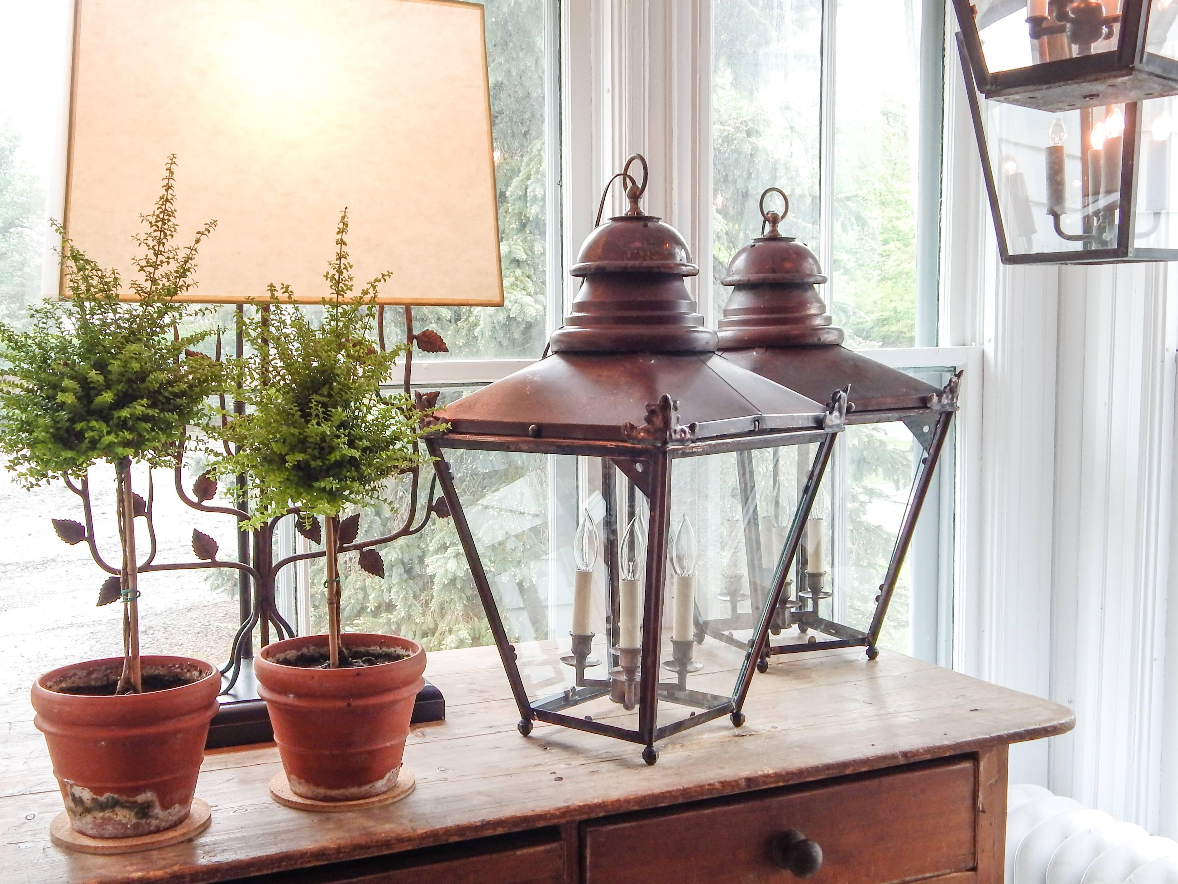 Pair of Large French Copper Lanterns 6