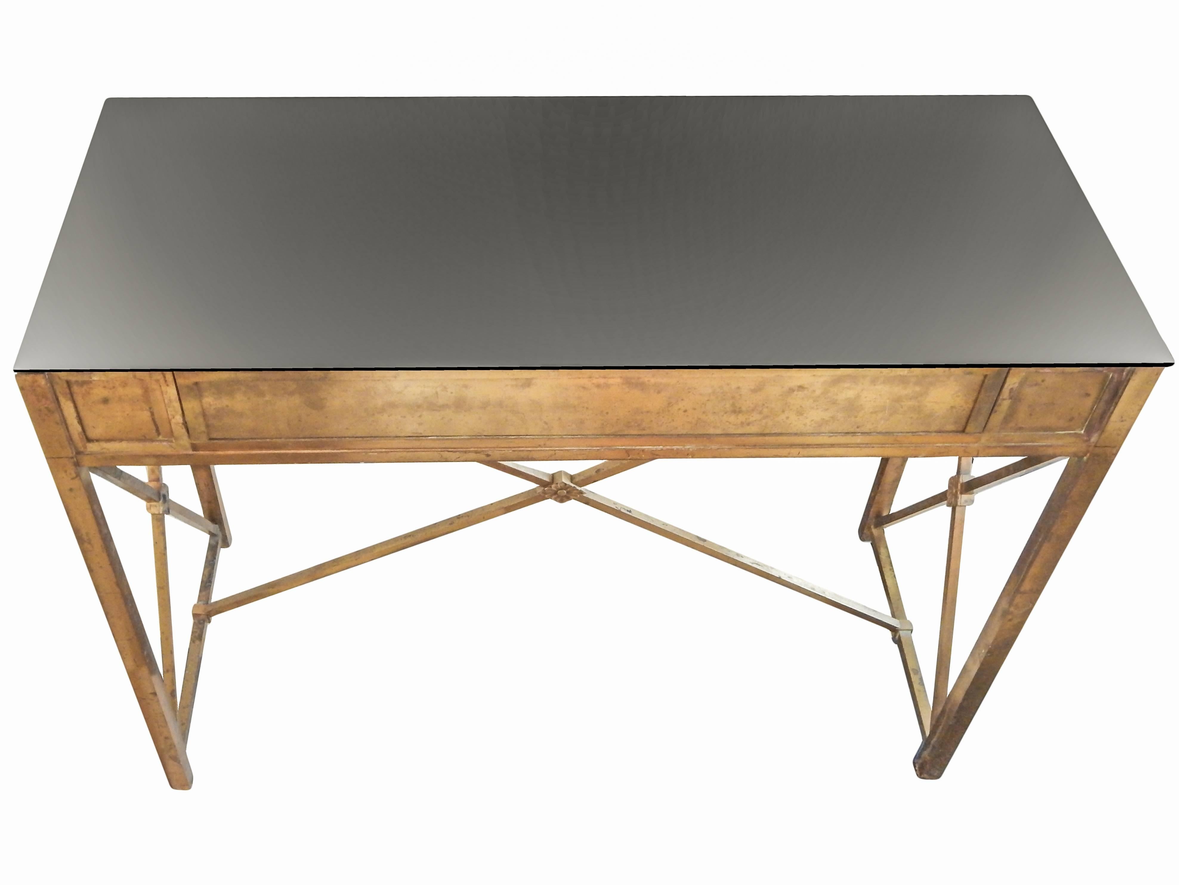 Bronze Console with Black Glass Top 2