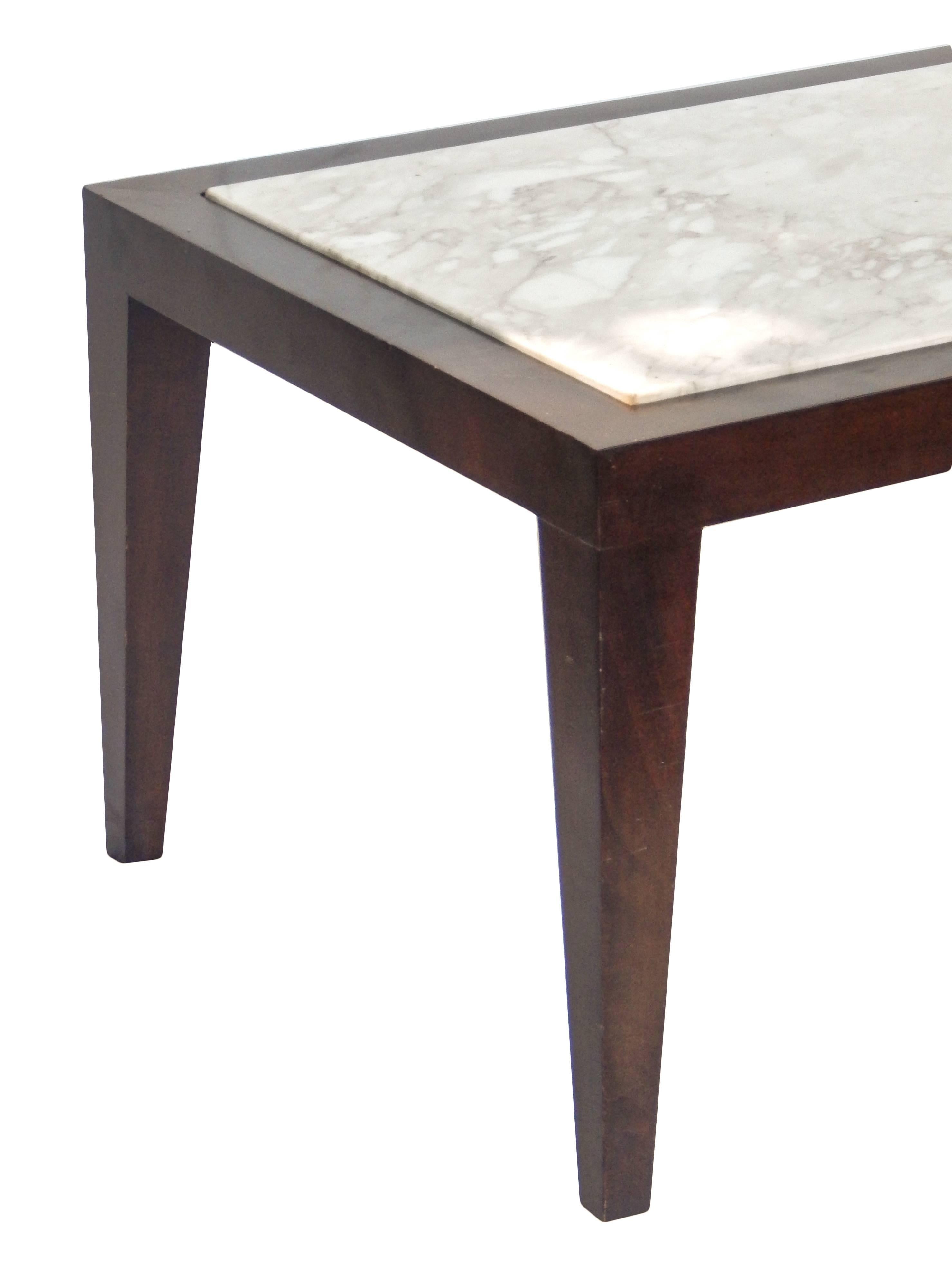 Harvey Probber Style Wood and Marble Coffee Table For Sale 2