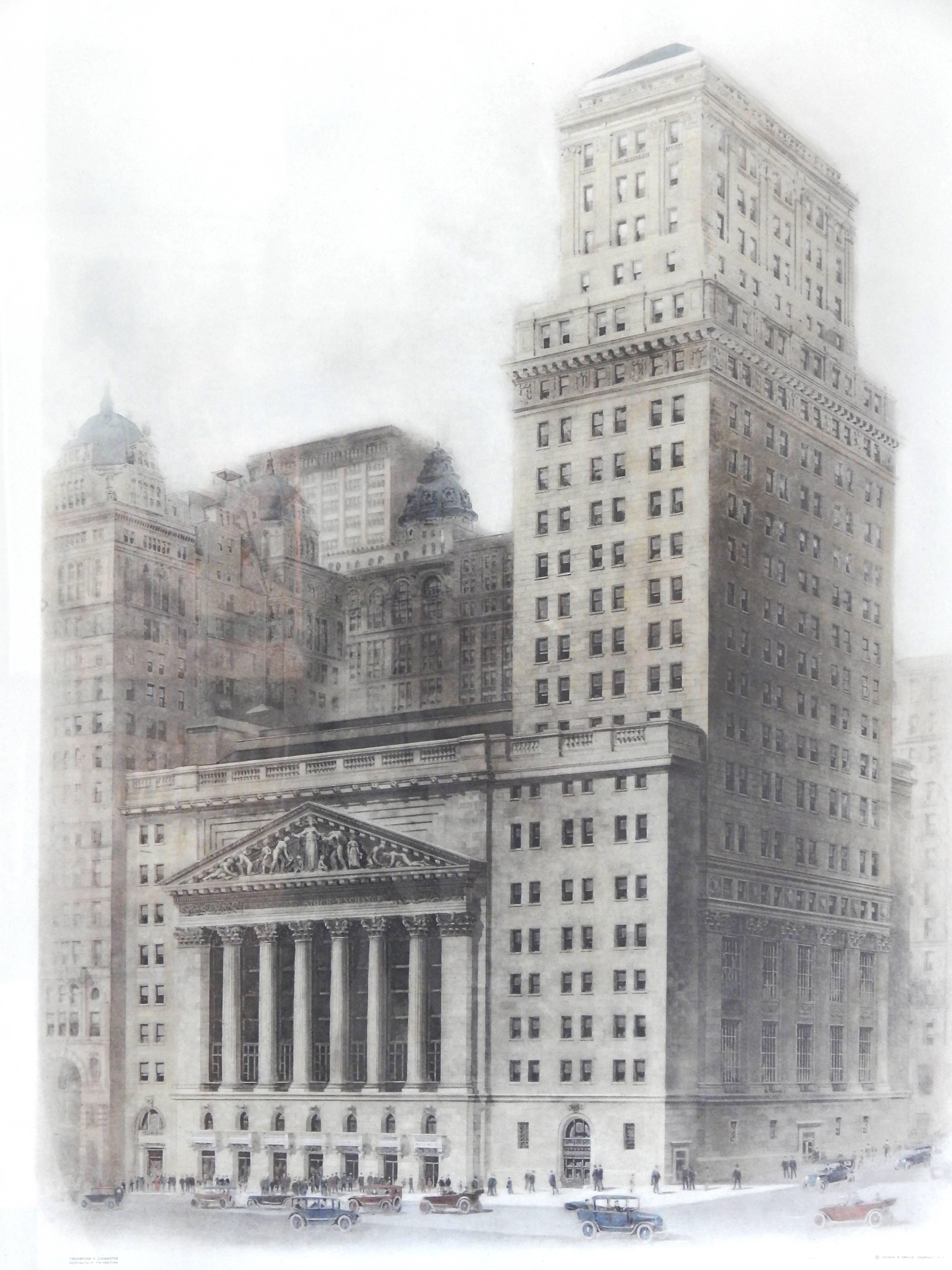 American Huge New York Stock Exchange Etching, 1922 For Sale