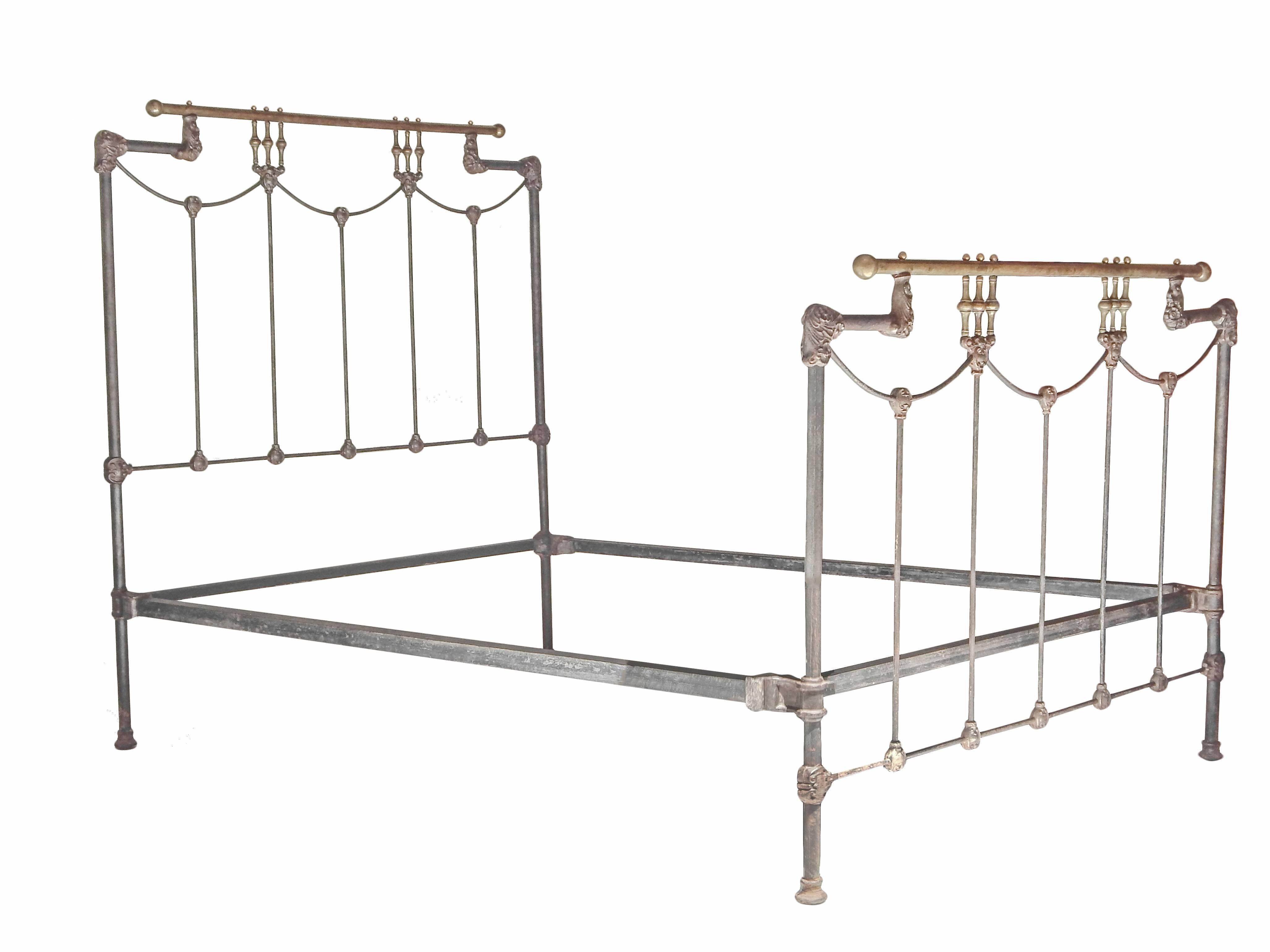 Ornate Iron and Brass Full Bed In Good Condition For Sale In Bridgehampton, NY
