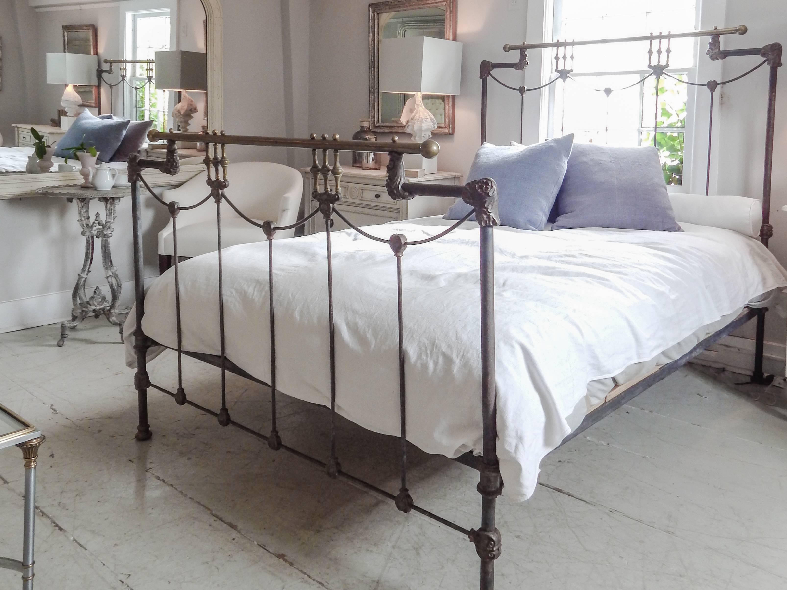 Ornate Iron and Brass Full Bed For Sale 4