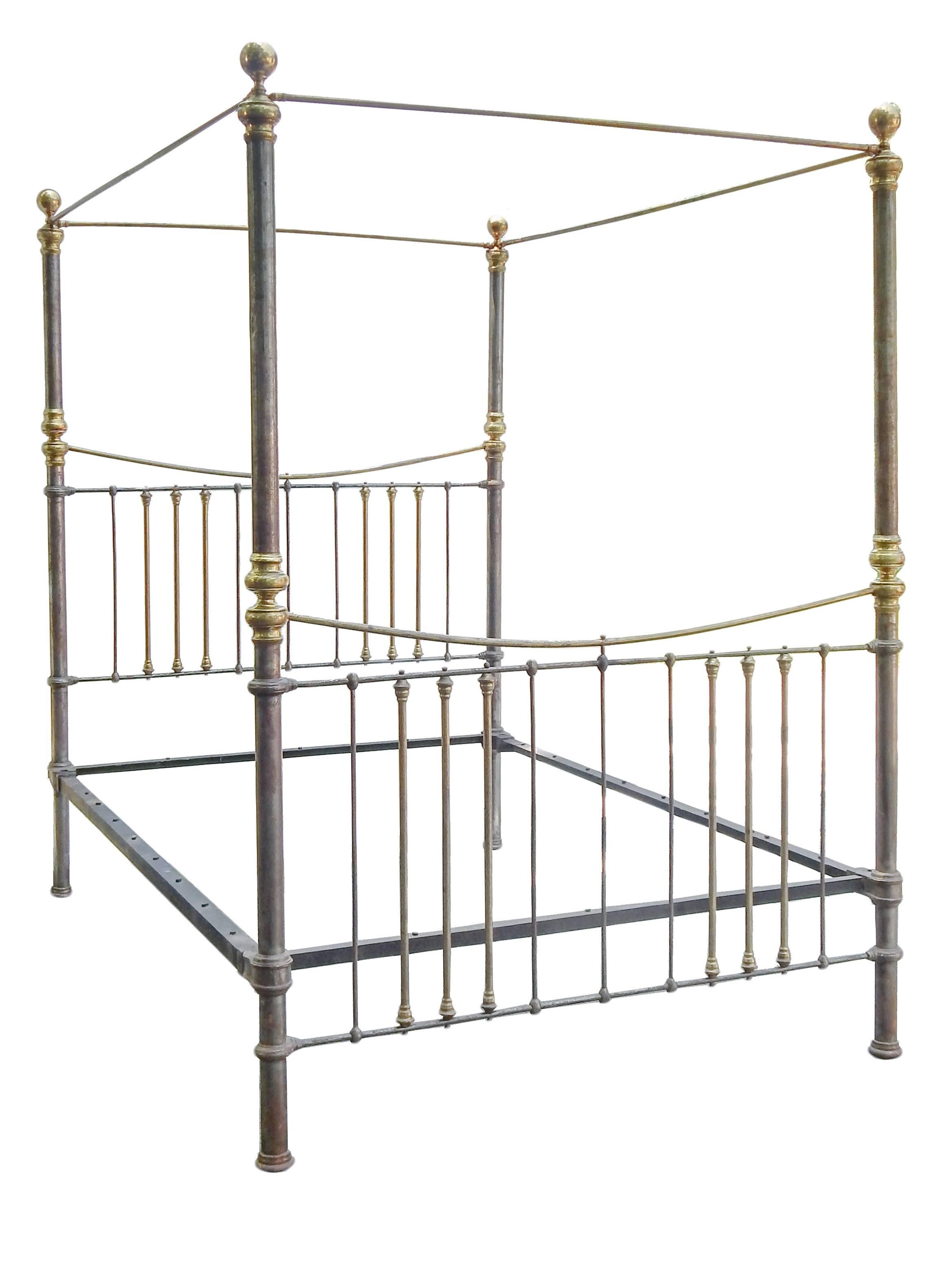 Rare iron and brass canopy bed, queen size.
Interior measurements are 59