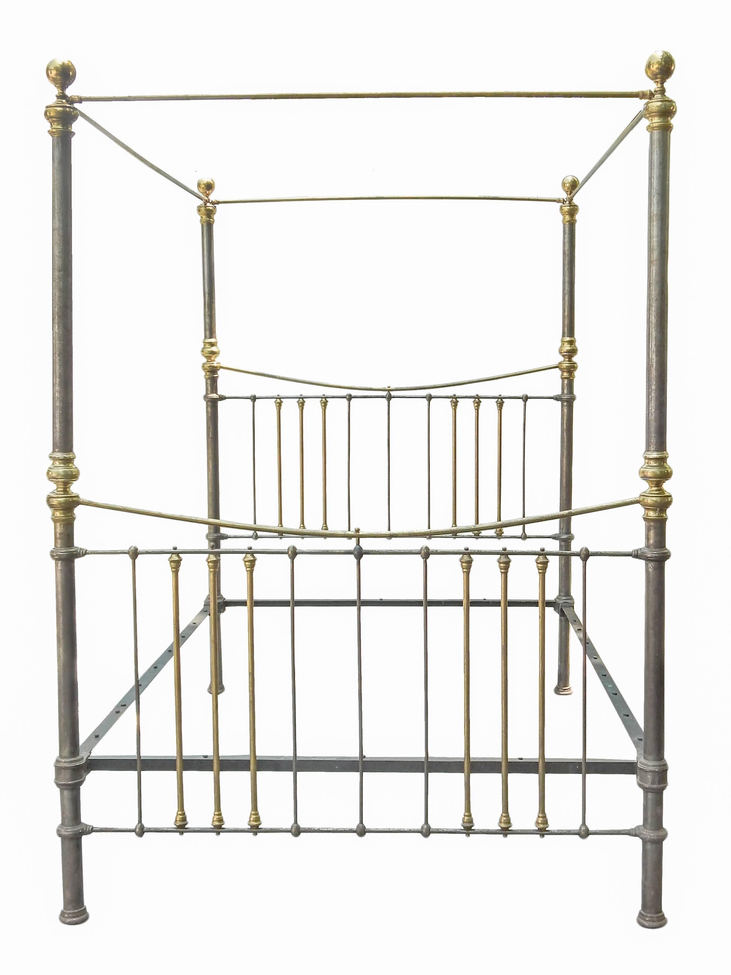 Rare Iron and Brass Queen Canopy Bed In Good Condition For Sale In Bridgehampton, NY