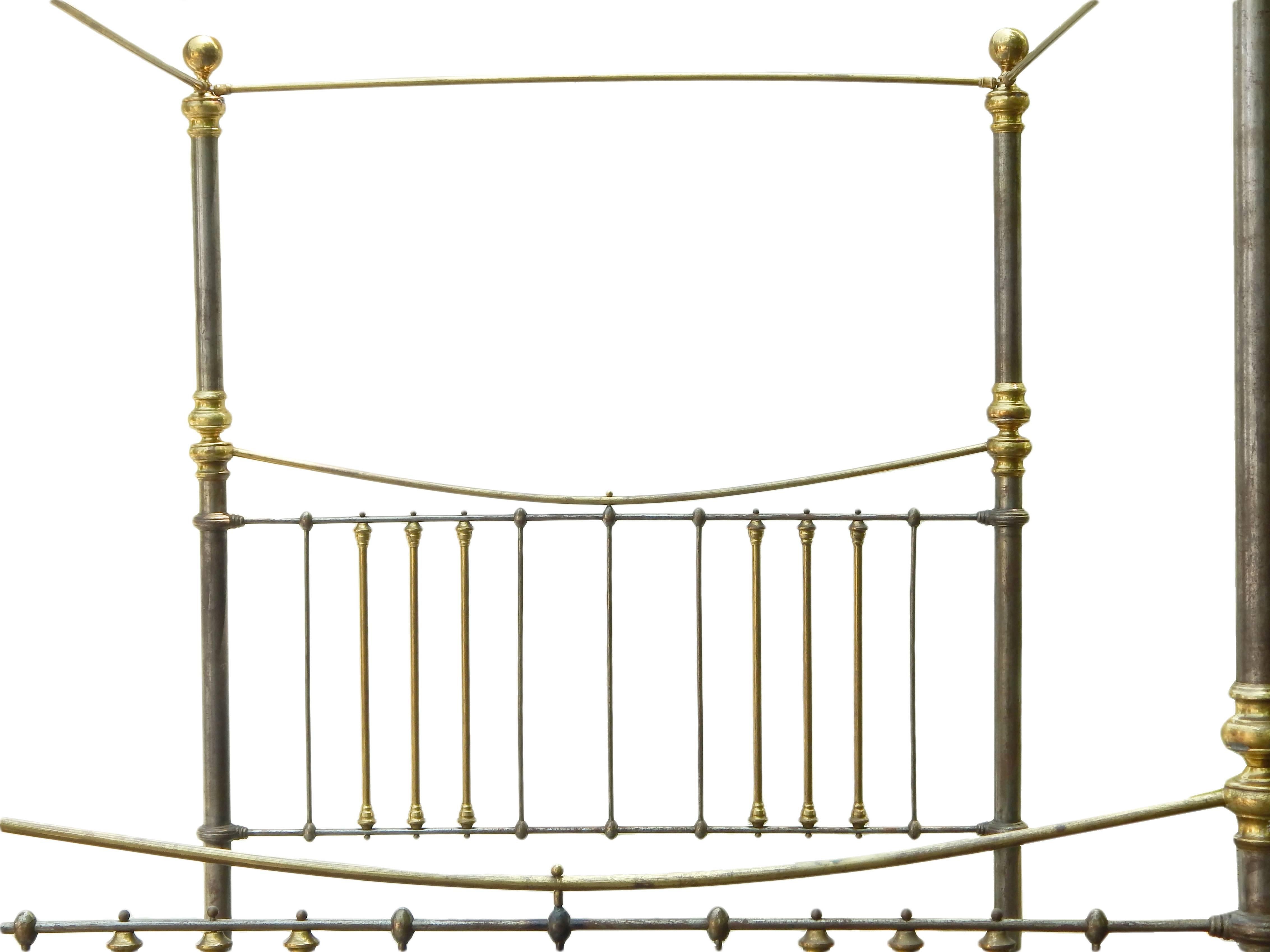 Rare Iron and Brass Queen Canopy Bed For Sale 1