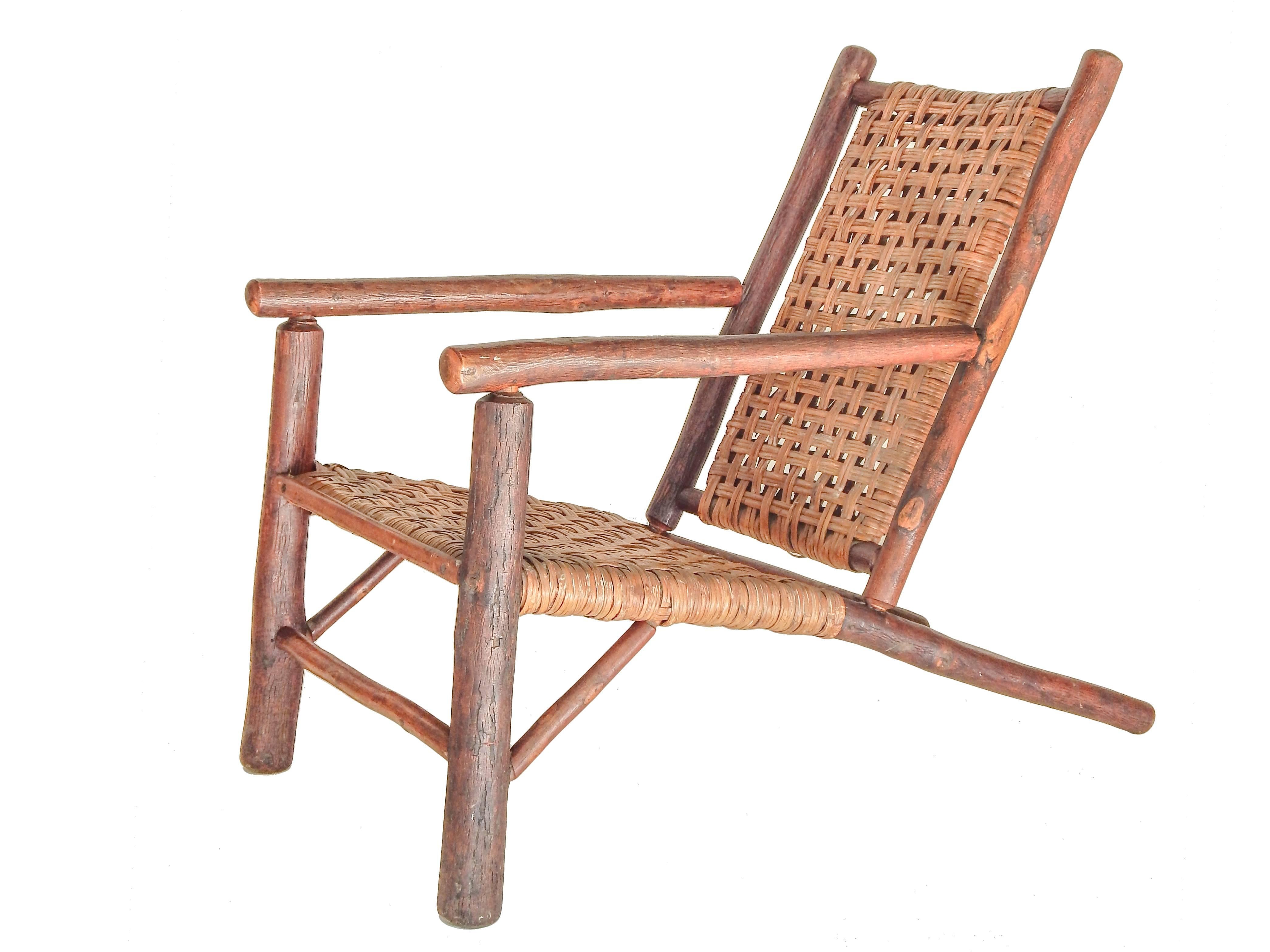 Rare Pair of Old Hickory Lounge Chairs For Sale 2