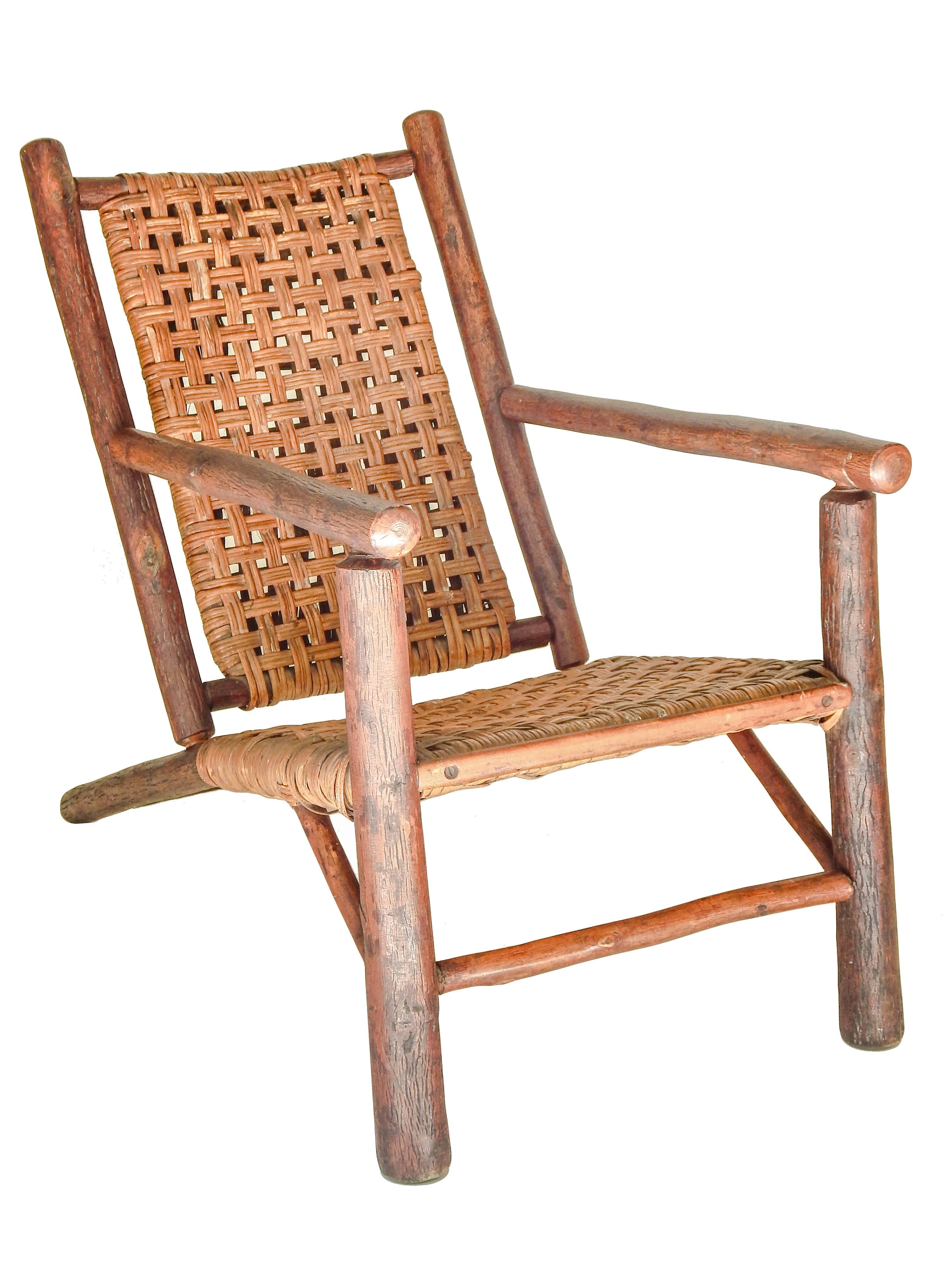 American Rare Pair of Old Hickory Lounge Chairs For Sale