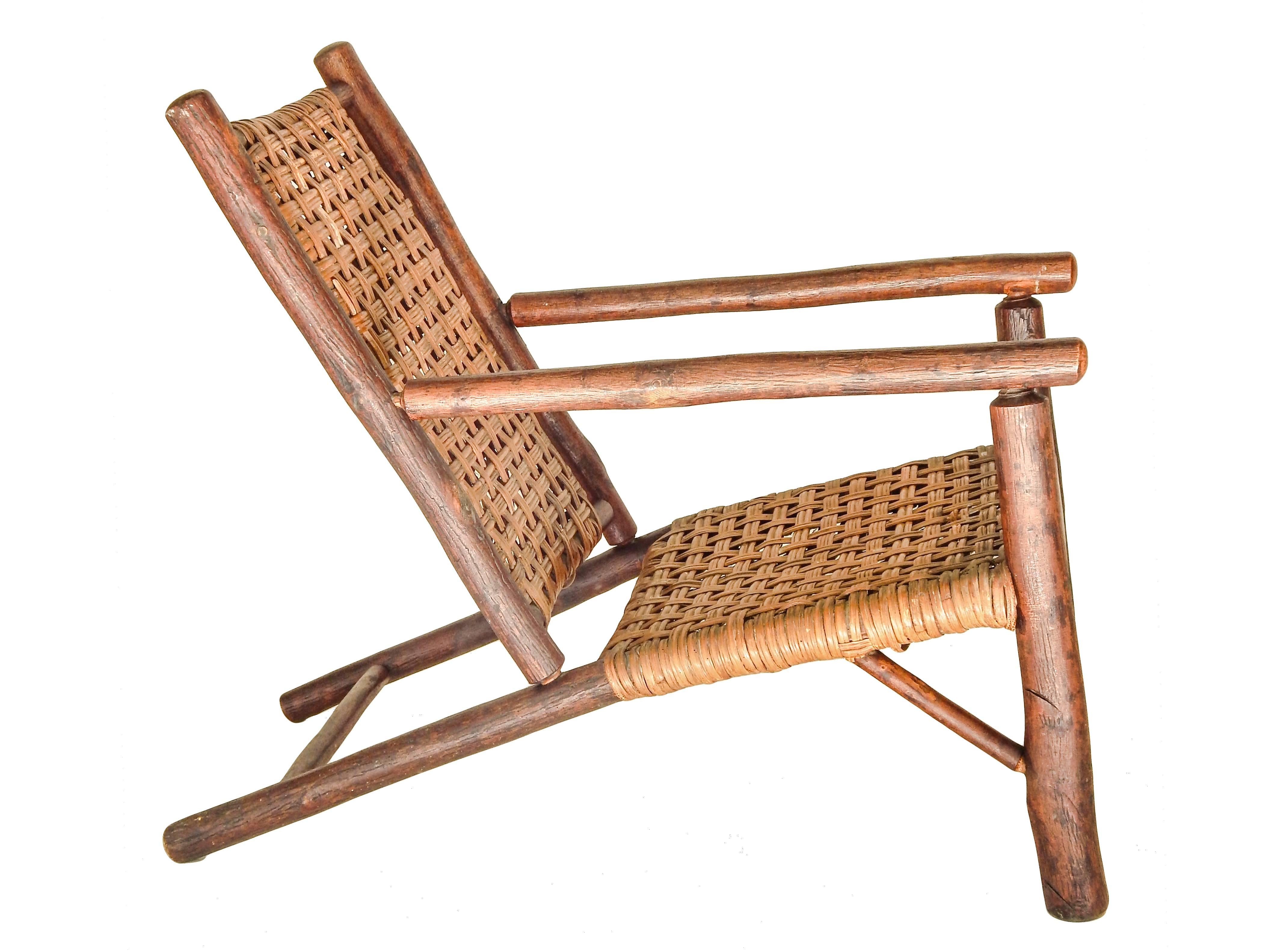 Rare Pair of Old Hickory Lounge Chairs In Excellent Condition For Sale In Bridgehampton, NY