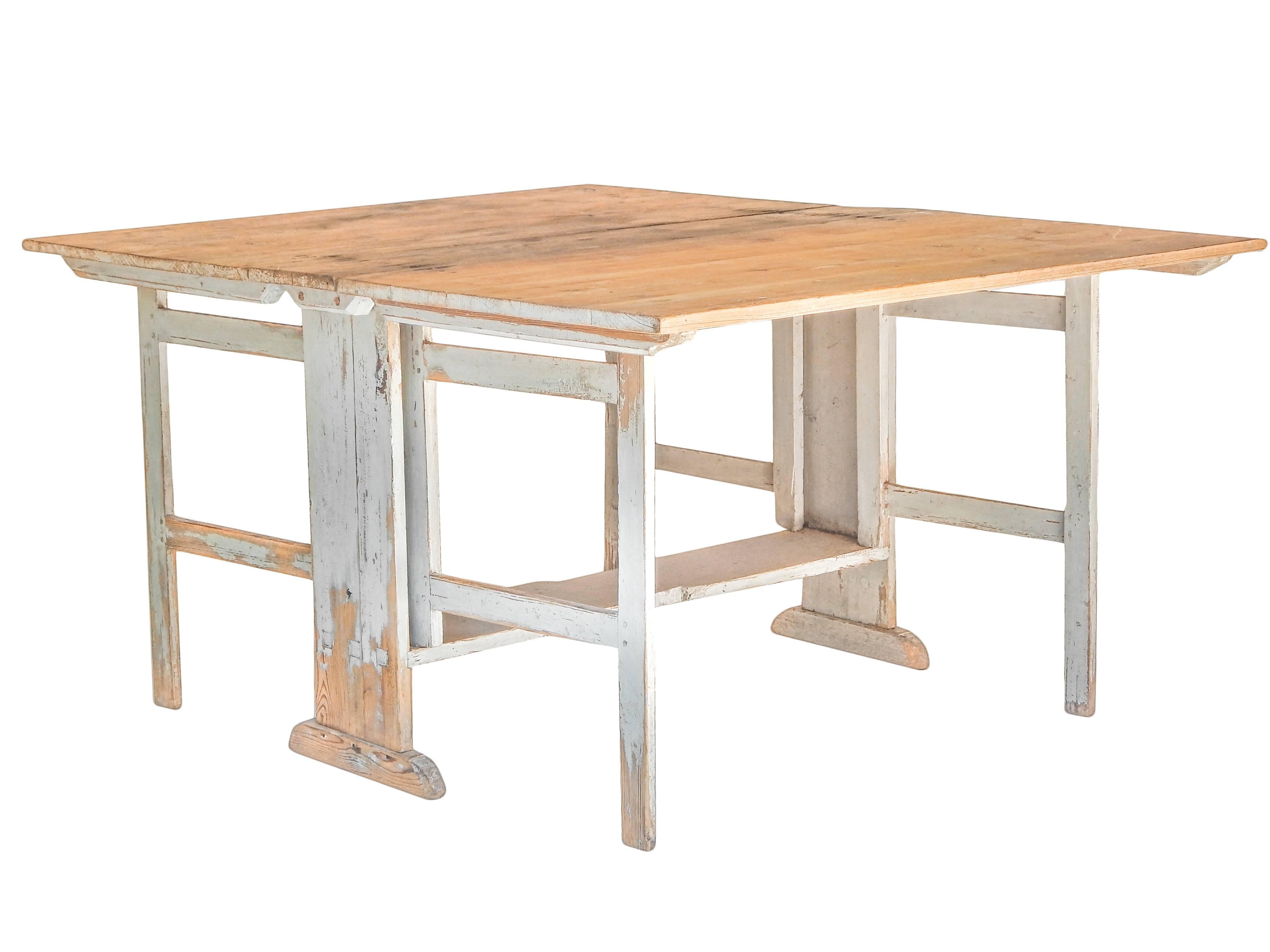 Painted Swedish Drop Leaf Dining Table For Sale