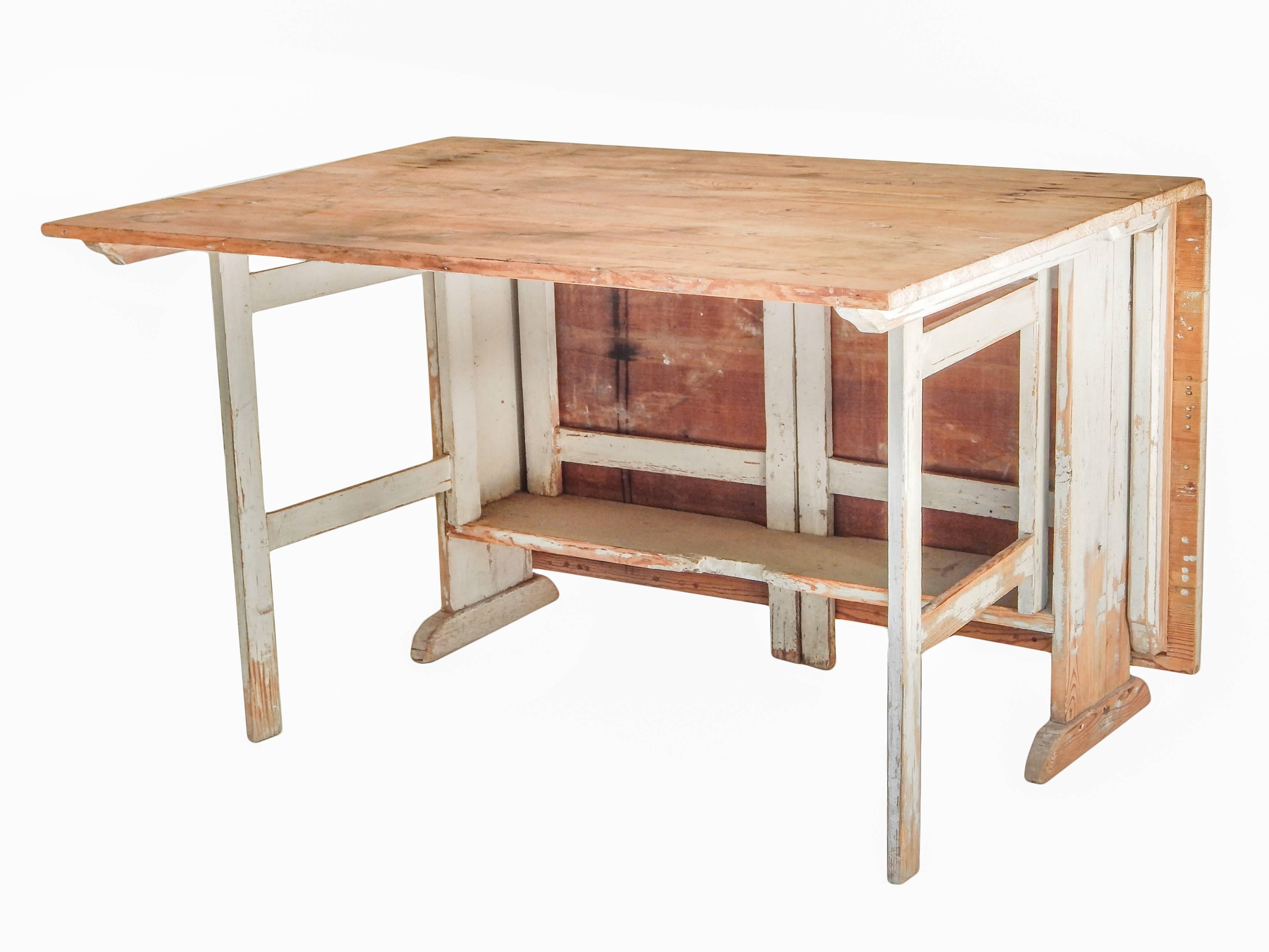 Wood Swedish Drop Leaf Dining Table For Sale